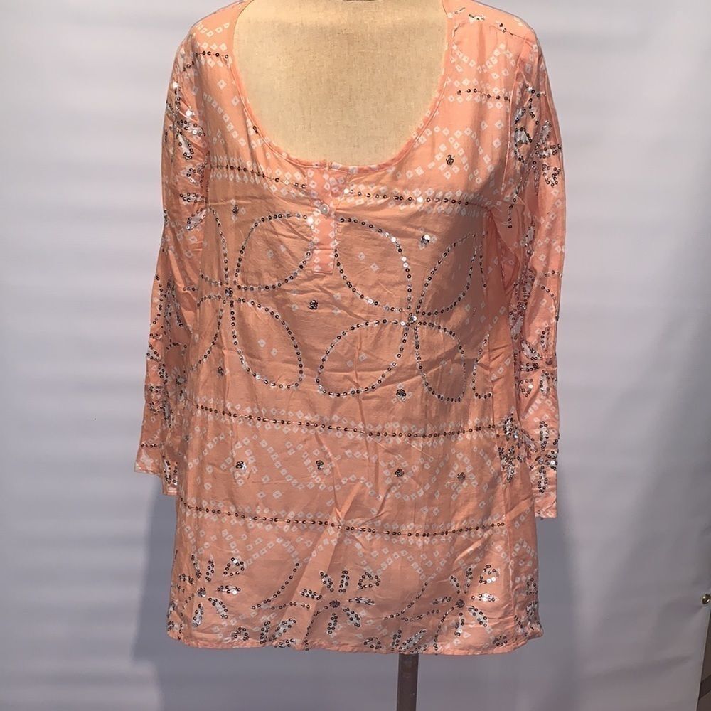 Soft Surroundings peach sequined tunic, Small